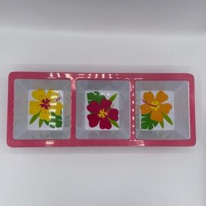 Floral Pink Rimmed White Serving Tray For Snacks and…..